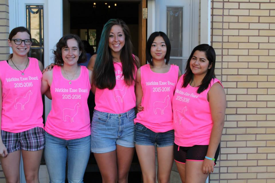 Alina Zheng and fellow members of the Watson Exec Board in matching pink shirts