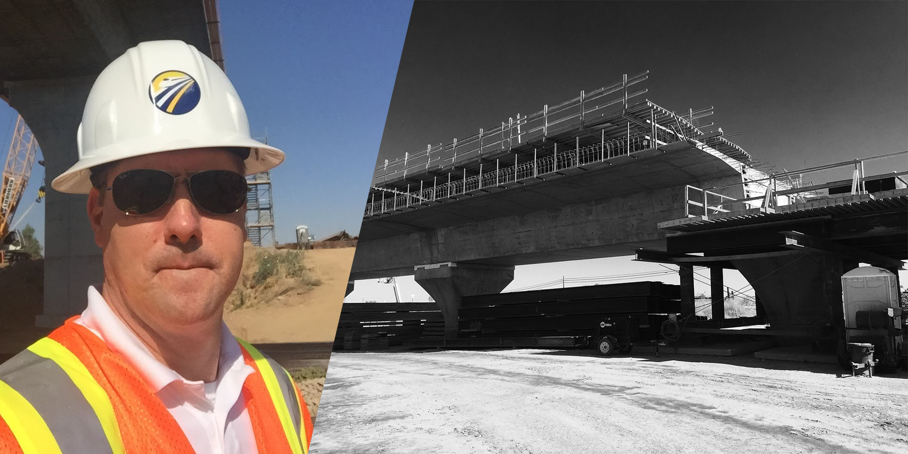 Eric Beightel in a hard hat at a construction site