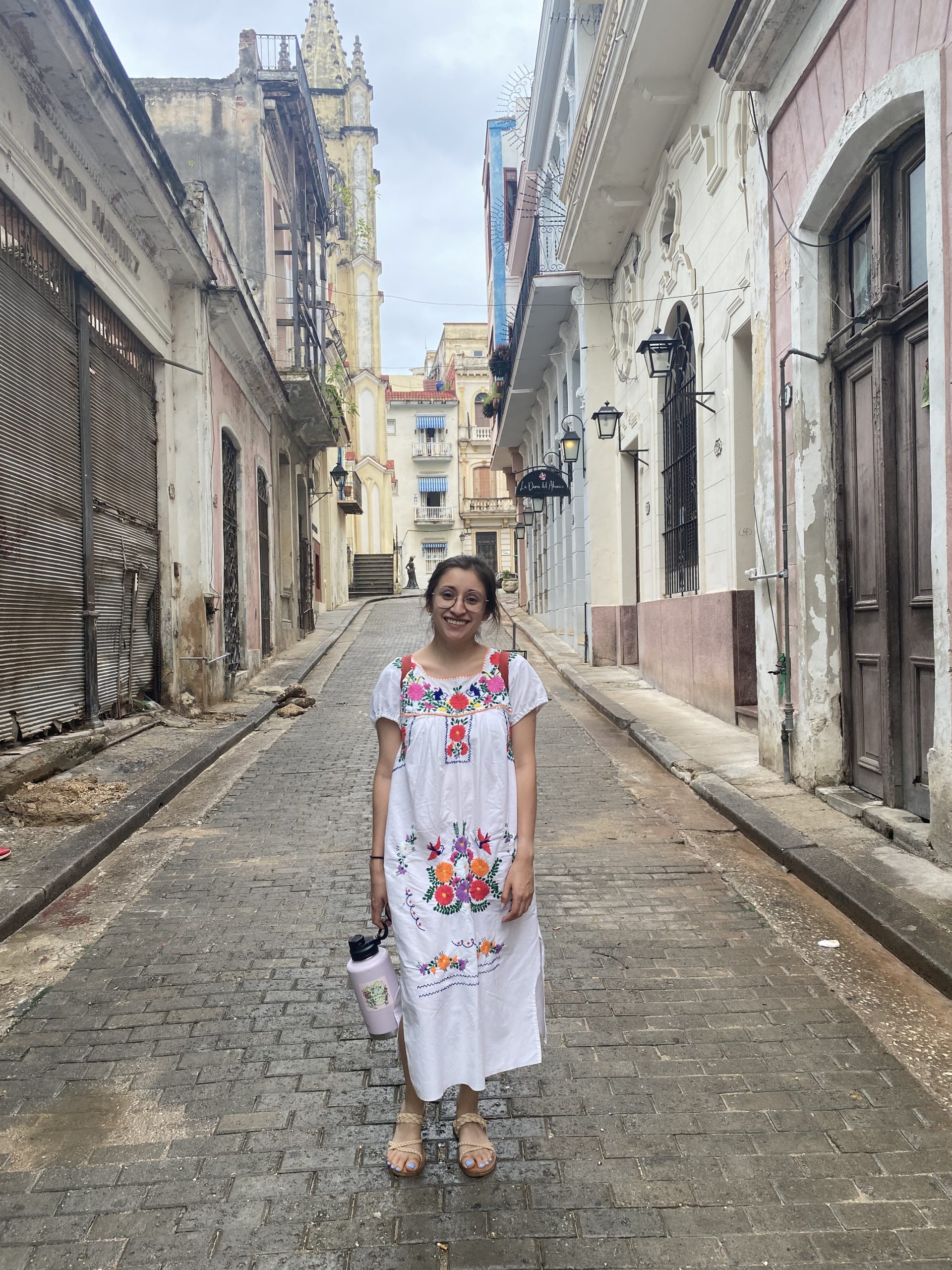 Margarita on a narrow brick street