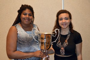 Jyleesa Hampton, left, and her debate partner Quaram Robinson