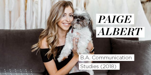 Paige Albert with a small dog
B.A. Communication Studies (2018)