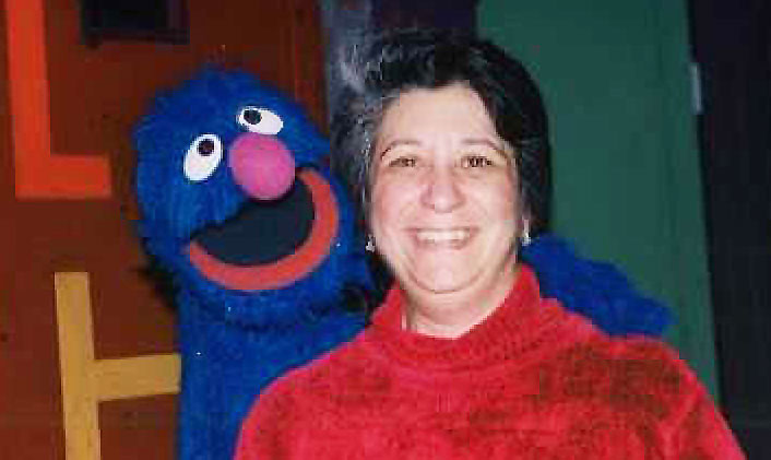 Rosemarie Truglio with Grover from Sesame Street