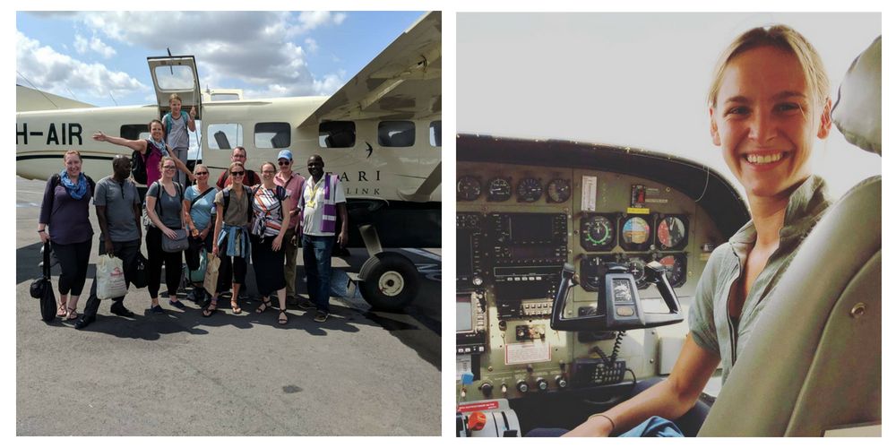 Left: the ColLAB team prepare to fly to Mufindi in the Iringa region via a small chartered plane. Right: 