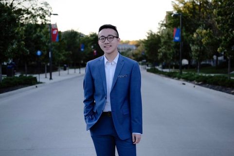 Josh Ng standing on Jayhawk Boulevard