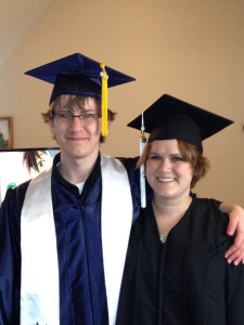 Amy and her brother in May 2013. She graduated with her undergraduate degrees the same weekend her brother graduated from high school.