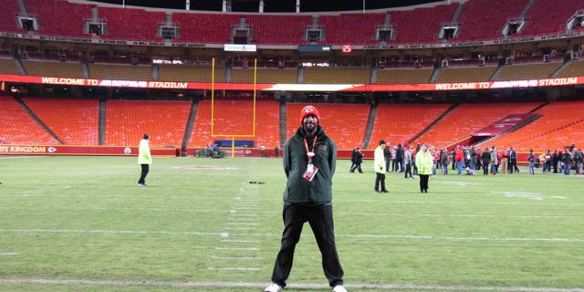 Philip McGruder in a football field