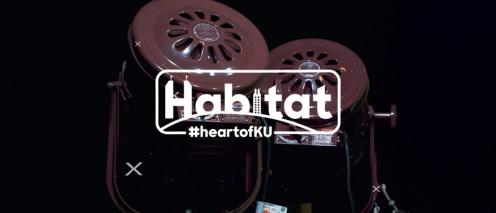 Studio mics with Habitat logo