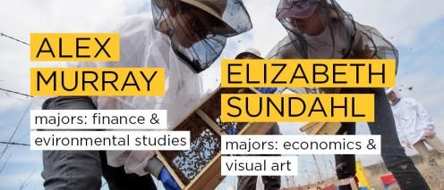 Alex Murray and Elizabeth Sundahl engaging in the Beekeeping club