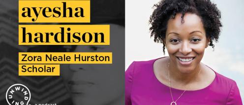 Ayesha Hardison with the text 'Zora Neale Hurston Scholar'