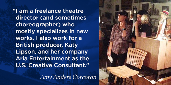 “I am a freelance theatre director (and sometimes choreographer) who mostly specializes in new works. I also work for a British producer, Katy Lipson, and her company Aria Entertainment as the U.S. Creative Consultant.”
