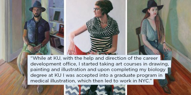 While at KU, with the help and direction of the career development office, I started taking art courses in drawing, painting and illustration and upon completing my biology degree at KU I was accepted into a graduate program in medical illustration, which then led to work in NYC.